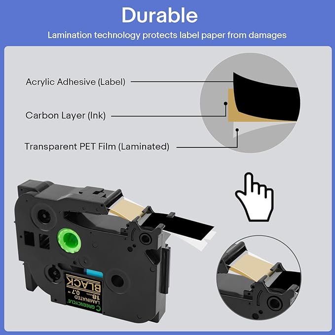 GREENCYCLE 3 Pack Compatible for Brother P-Touch TZe-344 18mm 0.7 Laminated Black TZ-344 TZ344 TZe344 TZe TZ Label Tape for PT-D600 P900W D400 D400AD D450 PT-2030 PT-1890C PT-P710BT