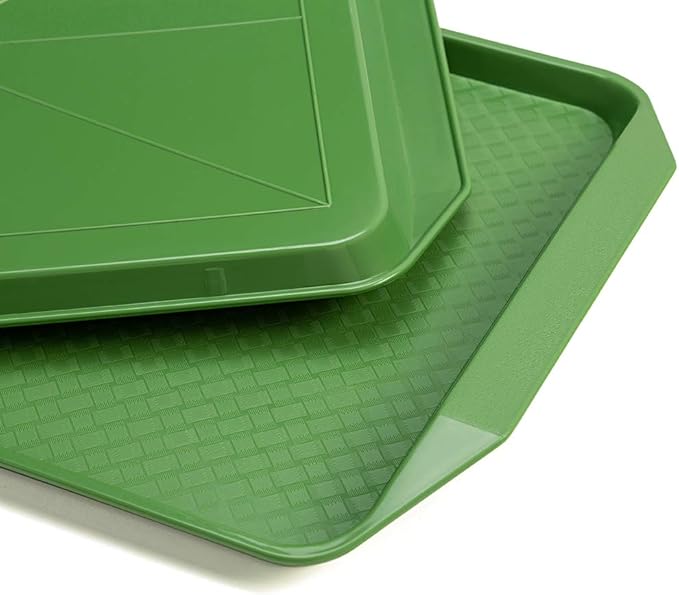 Eslite Plastic Fast Food Serving Tray,16.95 by 11.82-Inch,Set of 12 (Green)