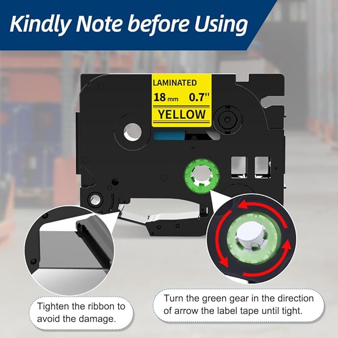 Labelife 18mm Yellow Label Tape TZe-641 Replace for Brother P Touch TZe TZ Tape 18mm 0.7 Laminated Yellow 3/4'' TZe641 TZ641 for Ptouch PTD600 PTD400AD PT1880 Label Maker, 4-Pack
