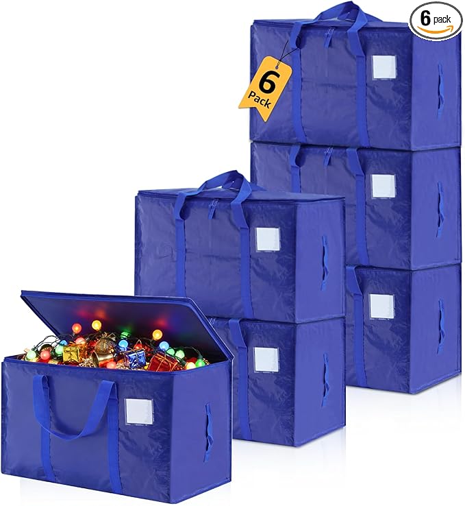 Moving Bags Heavy Duty Extra Large, Moving Boxes, Moving Supplies Essentials, Blue Storage Bins with Lids, Plastic Packing Totes, Storage Bags for Clothes with Handles & Zippers(Blue, 6 Pack)