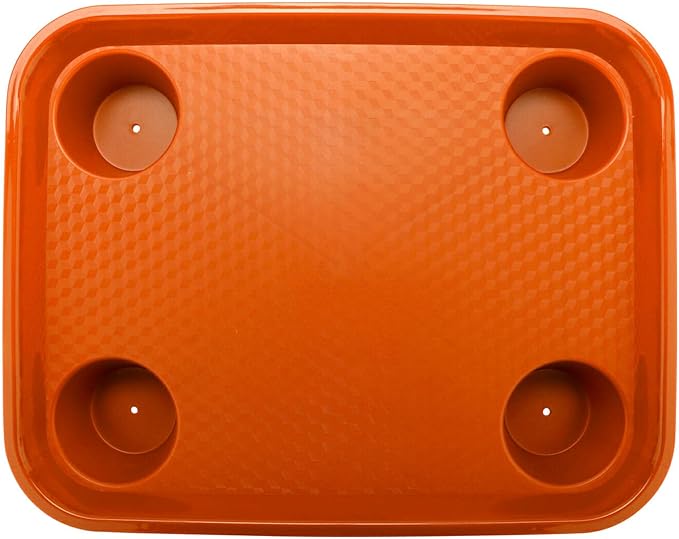 G.E.T. FT-20-OR BPA-Free Stackable Cafeteria / Fast Food Tray, 17" x 14", Orange (Set of 12)