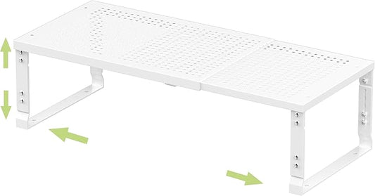 Jojocross Adjustable Expanable Stackable Spice Rack Shelf Pantry Storage Organizer for Kitchen Cabinet,Countertop,Bathroom and More.Space is no Longer Limited(1Pack/White/Medium)