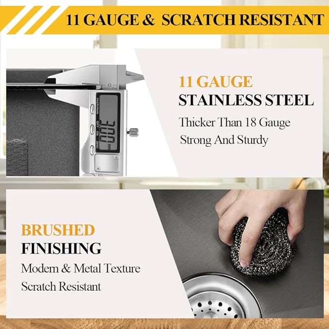 Black Kitchen Sink, Stainless Steel Drop In 15x17x9 Inch Single Bowl Topmount Kitchen And Bar Sink Combo-Stainless Grid,Drain Basket,Faucet Mat,Drain Strainer Set for Modern Style Kitchen&Bar