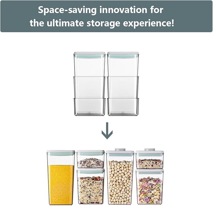 Airtight Food Storage Containers 6 Pcs, 3 Sizes (500ml/0.5qt,1.2L/1.2qt,1.8L/1.8qt) with One-Touch Lids, Leakproof Stackable Kitchen Pantry Organizers for Dry Food,Snacks,Flour