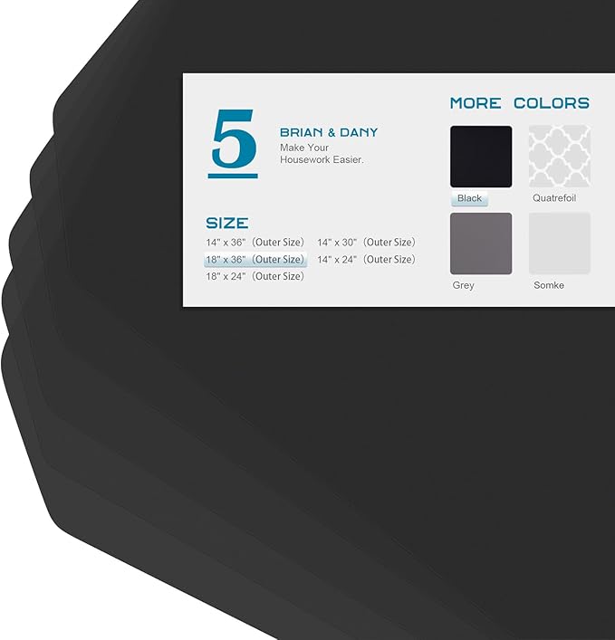 BRIAN & DANY Wire Shelf Liner 18" X 36", Heavy Duty Shelf Liners for Wire Shelving, Waterproof Protector Mats, Set of 5, Black