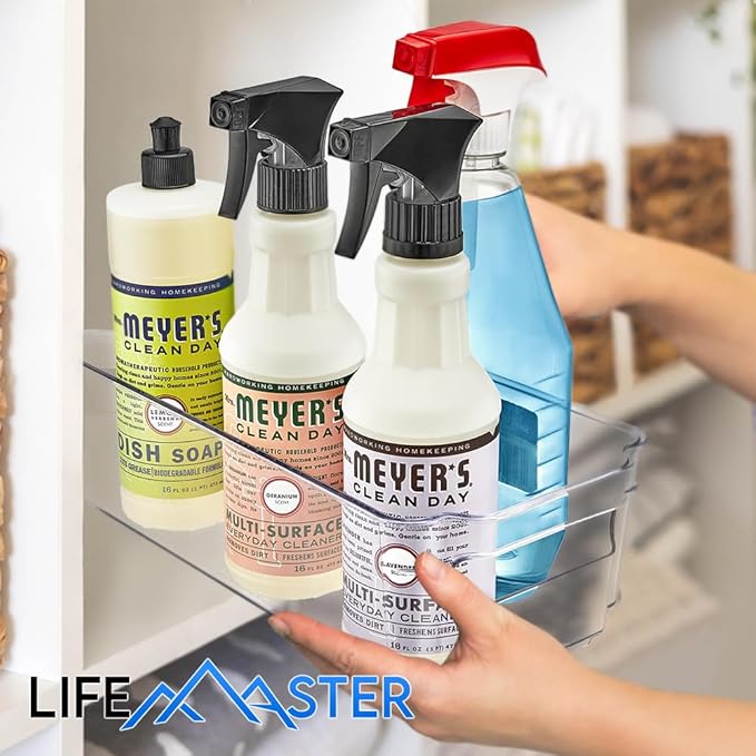 6-Piece Stackable Refrigerator Bin Organizer Set with Easy Grip Handles - Clear Multi-Purpose Storage Bins for Fridge and Pantry Use