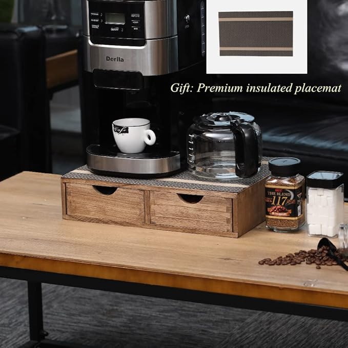 DDYURI Coffee Pods Storage Drawer Holder for Capsules - Multi Functional Desk Organizer Drawers For K cups Coffee Maker Brew - Kitchen Mini Wooden Box Chest Sideboard Counter Organization CF1D2C Dark