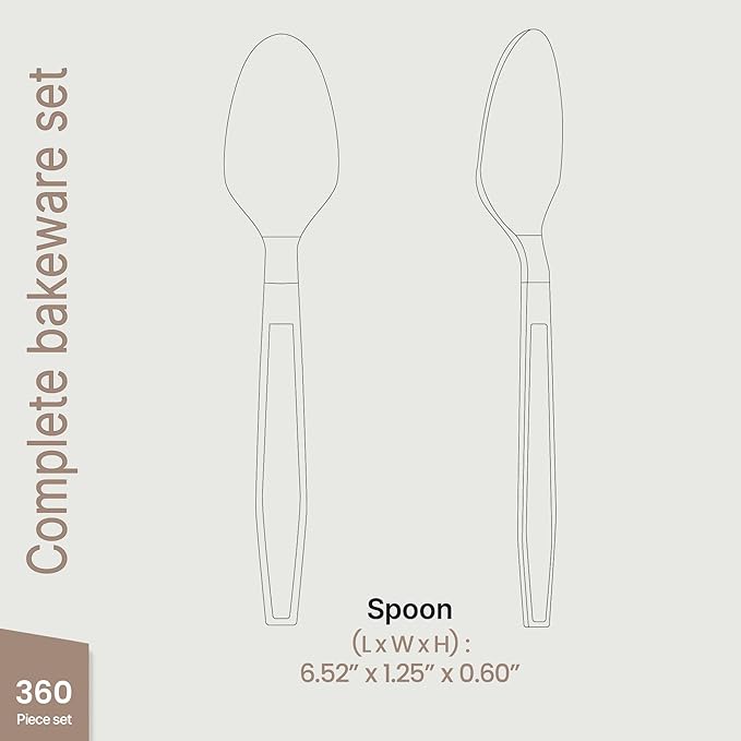 Bakken Disposable Cutlery Set 720 Pieces Spoons, Heavy Duty Plastic Silverware, BPA-Free Food-Grade Materials, Heat-Resistant, Reusable Utensils for Parties, Catering, BBQs, and Everyday Use, Clear