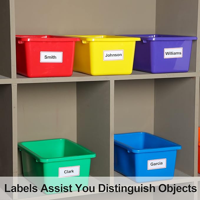 Outus 36 Pcs Plastic Cubby Bins Bulk for Classroom Organization Small Stackable Book Bins Toy Storage Tubs Box Container Organizer with 120 Self Adhesive Label for Library School Office Home, 6 Colors