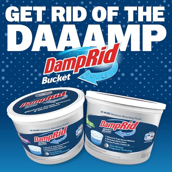 DampRid Hi-Capacity Moisture Absorber Bucket, Lavender Vanilla, 2 lb. 15.5 oz. & Moisture Detection Strip (2 Pack), Attracts & Traps Excess Moisture