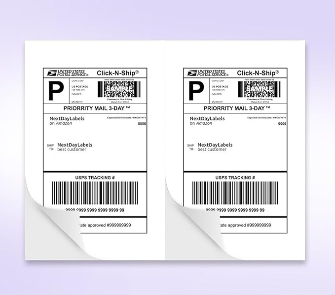 NextDayLabels 8.5x5.5 Half Sheet Stickers White Blank Labels for Laser Inkjet Printer - 2 Per Page Self-Adhesive Shipping Packaging Product Made in USA - 500 Labels