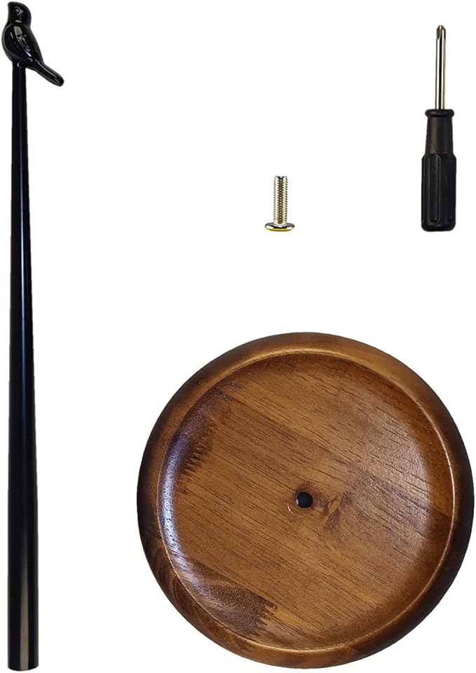 Paper Towel Holder for Countertop, Bird Shaped Farmhouse Kitchen Paper Roll Stand with Solid Wood Base & Iron Rod, Vintage Black Finish & Non-Slip Pad, Stable Holder for Kitchen Decor& Dining Table