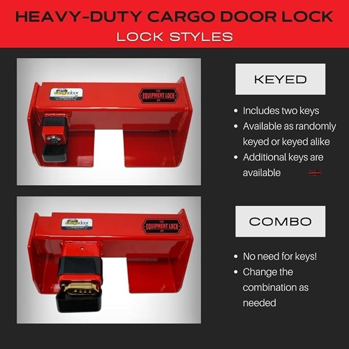 Equipment Lock Heavy Duty Cargo Door Lock - Powder Coated Steel Shipping Container & Semi Trailer Door Security - Semi Truck Accessories (Keyed Differently)