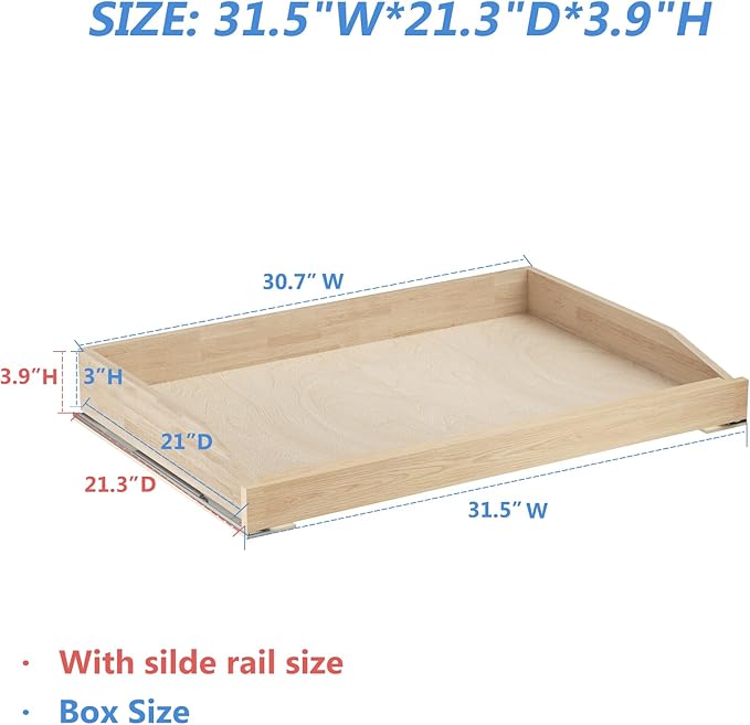 LOVMOR Single Pull Out Cabinet Organizer 31½”W x 21”D, Soft Close Slide Out Drawer Storage Shelves for Kitchen, Wood Cabinet Shelf Pull-Out Organizer Storage for Base Cabinet