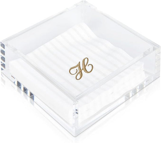 Rebecca Luxurious- Cocktail Acrylic Napkin Holder for Table, Kitchen or Luncheon, Bar Napkin Holder, Clear Modern Acrylic Square Tray, Versatile Snack, Party, Food, and Accessory Organizer, 6"x6"