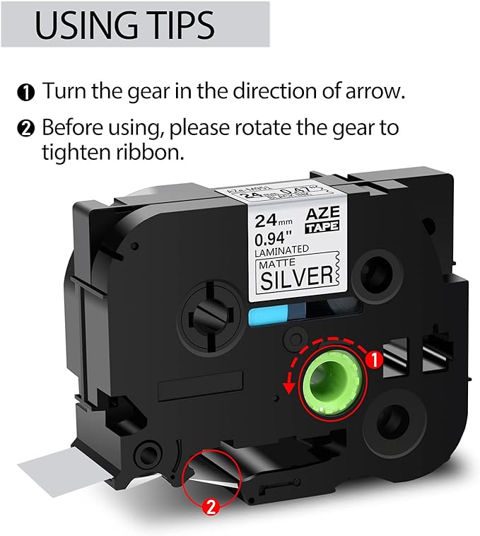 GREENCYCLE Compatible for Brother P-Touch TZ TZe M951 24mm 1" Label Cartridge Black on Matte Silver Laminated AZE Tape for PT2730 PT9600 PTD600VP PTD800W PTH500LI PTP700 PTP710BT PTP750, 10 Pack