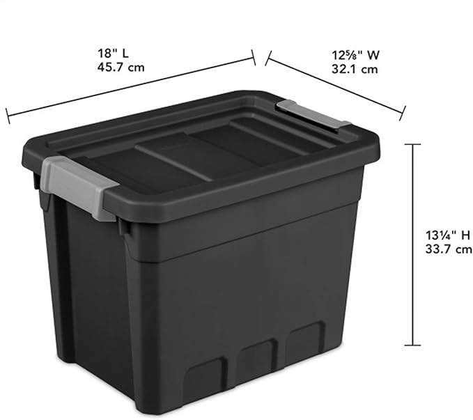 Sterilite 24-Pack Plastic Storage Bins with Lids, Stackable Containers, 7.5 Gallon, Black