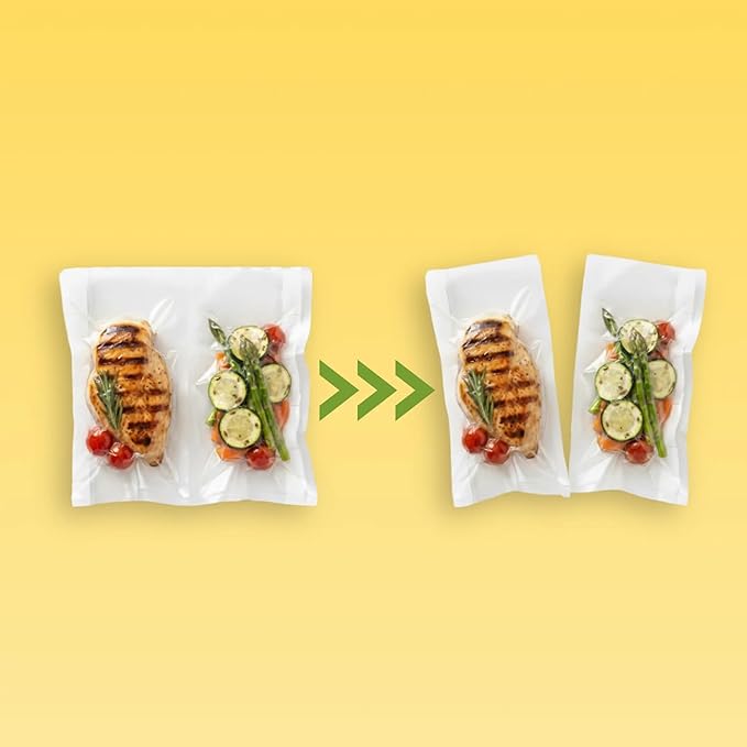 11" x 25' Portion Rolls (Fits Inside Machine) - 2 Pack (100 feet 5.5" rolls total) OutOfAir Vacuum Sealer Rolls. Works with FoodSaver Vacuum Sealers. 33% Thicker, BPA Free, Sous Vide, Commercial Grade