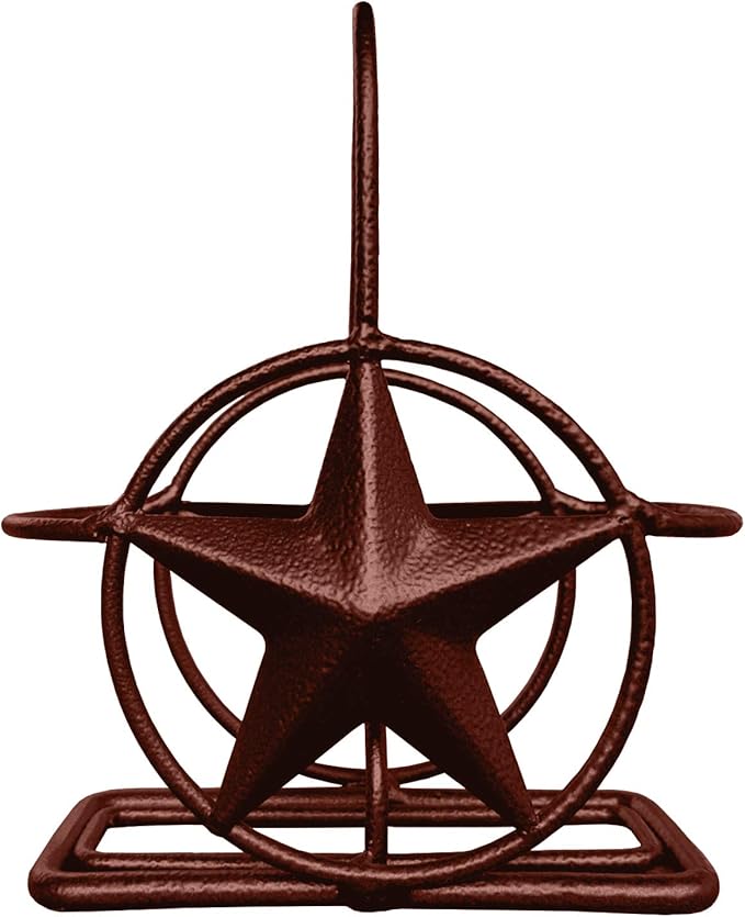 Brown Rustic Texas Star Paper Towel Holder, Napkin Holder, Salt and Pepper Shakers Holder, Country Farmhouse Iron Kitchen Counter Accessory Set Holders (Salt & Pepper Shaker Holder)