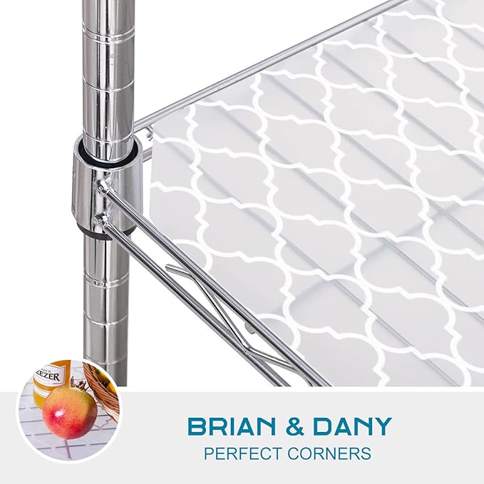 BRIAN & DANY Wire Shelf Liner 14" X 36", Heavy Duty Shelf Liners for Wire Shelving, Waterproof Protector Mats, Set of 5, Quatrefoil Grey