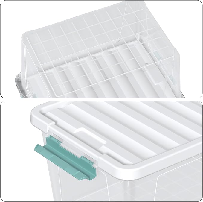 35 Quart Plastic Storage Bin with Lid, Large Clear Latch Storage Box, 4-Pack
