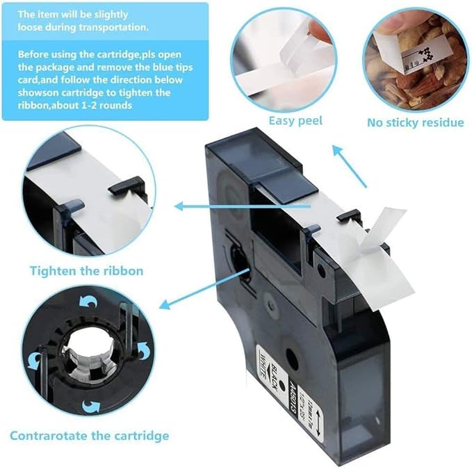 Freshworld 6-Pack Compatible with Dymo D1 Label Tape Replace for DYMO Label Maker Refills D1 45013 45010 45016 45017 45018 45019 Refills, for LabelManager 160 280 PnP 360D 210D 420P, 1/2 Inch x 23 Ft