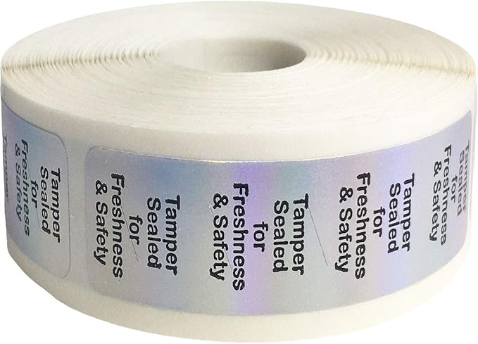 InStockLabels 500 Metallic Silver Tamper-Evident Food Seal Stickers, Labels for Food Containers (0.75 Inches x 3.5 Inches)