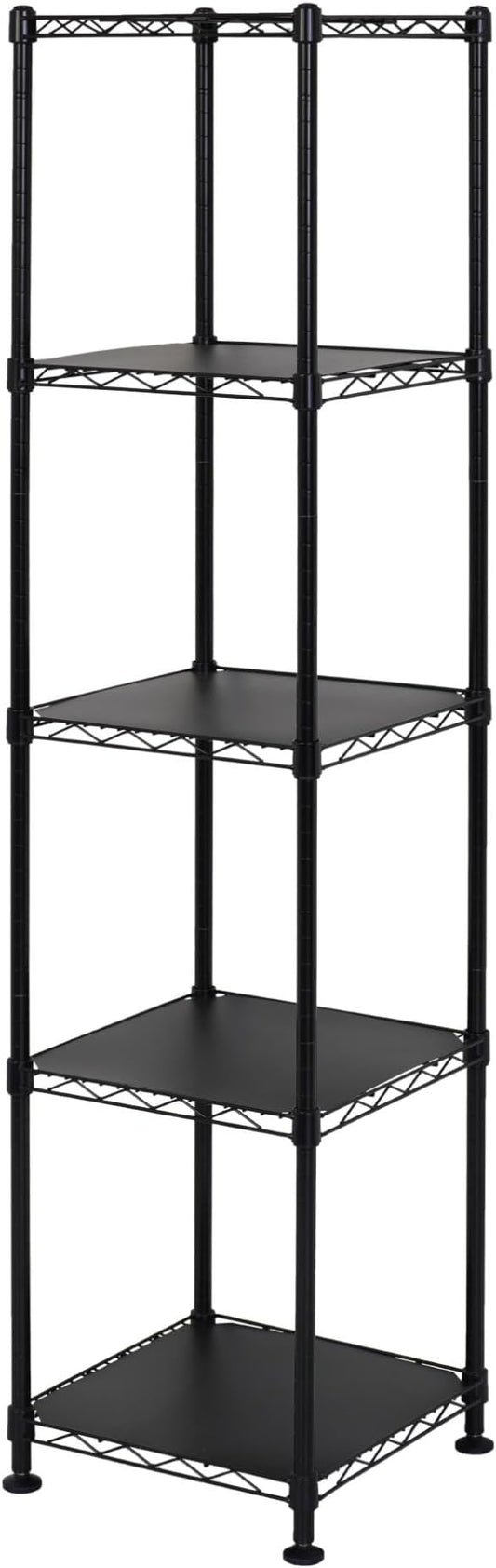 SafeRacks - NSF Certified Storage Shelves, Zinc, Heavy Duty Steel Wire Unit with Adjustable Feet, Garage or Bakers Rack, Kitchen, Pantry Shelf - (14"x14"x60" 5-Tier) (Black)