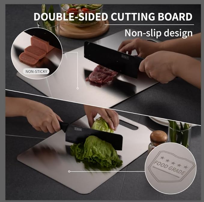 Katuchef Titanium Cutting Board 2026 New Upgrade Titanium Grade 5 Cutting Boards for Kitchen Non Toxic, Non-slip, Hygiene Durable Chopping Board Suitable for Dishwasher Safe (3PC:S+M+L)
