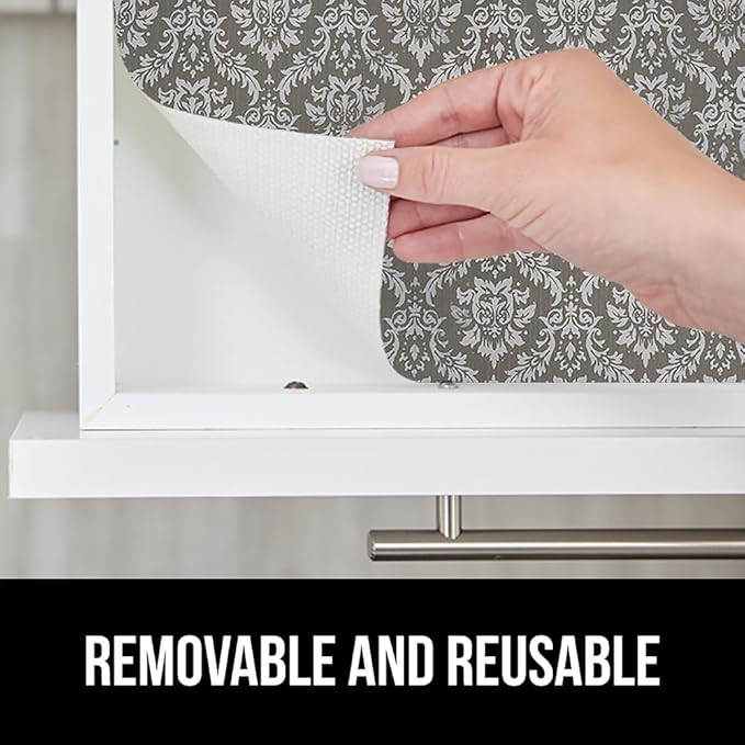 GORILLA GRIP DripGuard Shelf Liner, Non Adhesive Drawer and Kitchen Cabinet Protector, Slip Resistant BPA Free Smooth Surface Plastic Liners for Cabinets, Bathrooms, Closets, 12x240 Inch, Beige Cream