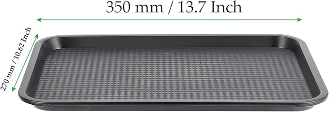 MAHIONG 15 Pack 14 x 10 Inch Black Fast Food Tray, Large Rectangular Restaurant Serving Trays, Plastic Cafeteria Trays School Lunch Trays