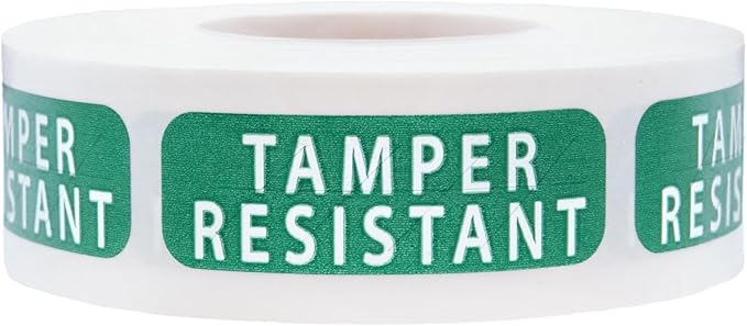 Tamper-Resistant Green Metallic Labels, 0.5" x 1.5" Adhesive Stickers, 500-Pack