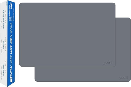 GASARÉ, Set of 2, Extra Large, Thick, Silicone Mats for Kitchen Counter, Heat Resistant Mats, Countertop Protector, Non-Slip, Easy to Clean, 25 x 17 Inches x 1.4mm, Gray