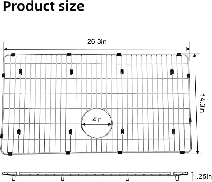 Kitchen Sink Grid Stainless Steel Sink Protector 26 x 14" Sink Rack for Bottom of Sink Compatible with EFRU281610T, EFRU2816T, and EFU281610T