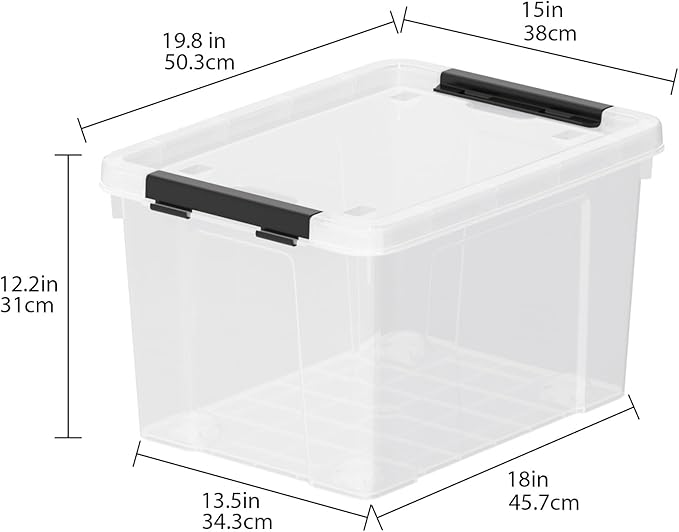 50 Qt. Plastic Storage Bins with Lids, Large Stackable Storage Containers for Organizing Clear Durable Storage Box, 4 Packs