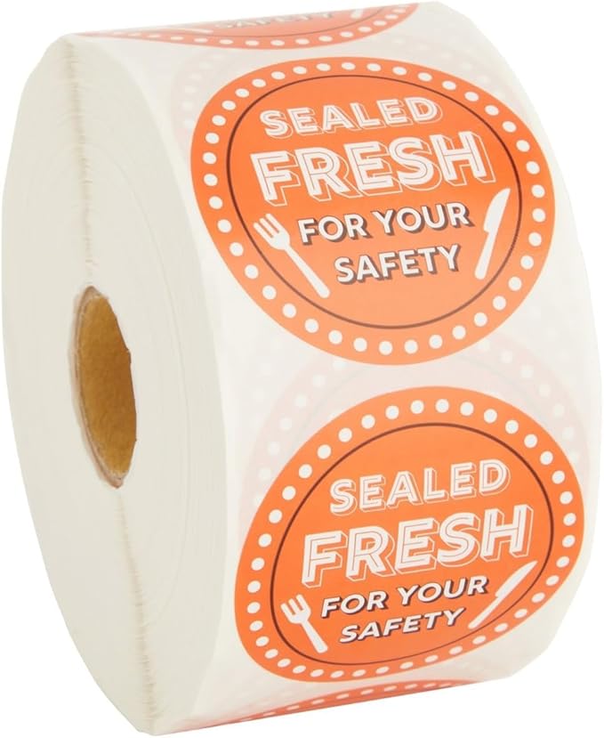 Stockroom Plus Tamper Proof Stickers - Fresh-Seal Food Stickers - Plastic Bakery Container Labels - Tamper-Evident Laminated Labels - 2 in Round, Red, Pack of 1000