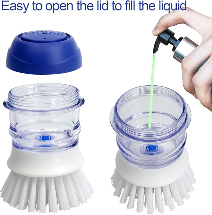 CELOX 2 Pack Dish Brush with Soap Dispenser & 2 Pack Scrub Brush for Kitchen Cleaning