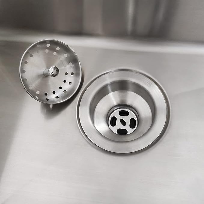 3.5 Inch Nickel Sink Drain Assembly with Strainer Basket Stopper, 304 Stainless Steel Sink Strainer and Stopper