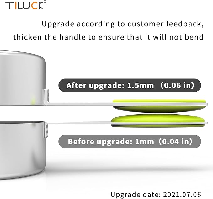 TILUCK measuring cups and magnetic measuring spoons set, stainless steel measuring cups, 6 double-sided stainless steel measuring spoons & 1 leveler (12)