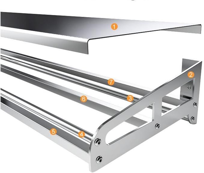 Wall Mount Metal Wall Shelf Kitchen Spice Condiment Racks 304 Stainless Steel fit Storage Rack Bedroom Bathroom Living Room Shelves (Length31.5 width9.8)