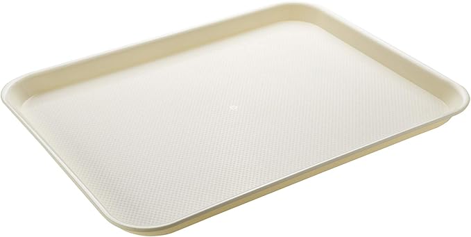 Eslite Rectangular Plastic Serving Trays,Fast Food Serving Cafeteria Trays,17"X13",Set of 6(Beige)