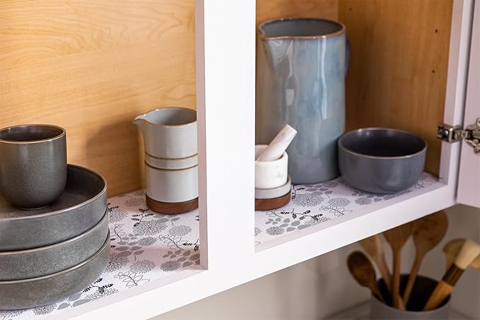 Duck Brand Smooth Top EasyLiner for Cabinets & Drawers - Easy to Install & Cut to Fit - Shelf Paper & Drawer Liner Non-Adhesive - Non Slip Shelf Liner - 20" Width - 36 Total Ft - Black Midnight Bloom