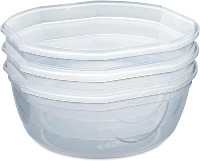 Sterilite Ultra-Seal 8.1 Qt Bowl, Large Airtight Food Storage Container, Latching Lid, Microwave and Dishwasher Safe, Clear With Red Gasket, 8-Pack