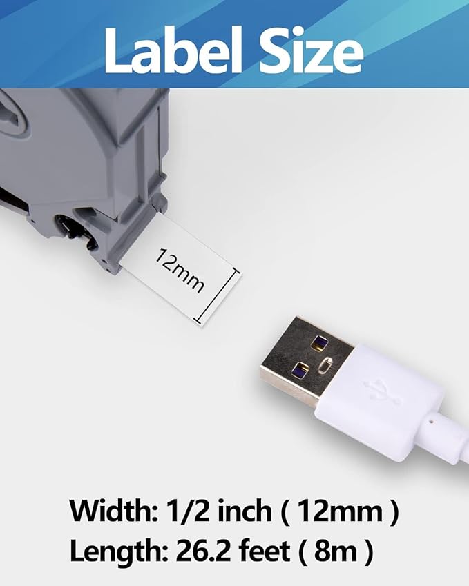 Weemay 6 Pack 12mm 0.47 Inch TZe TZ Label Compatible for Brother Laminated Black on Clear and White Tape TZe-131 for P-Touch PTD220 PTD600 PT-D410 PTH110BP Label Maker, 1/2 inch x 26.2 ft