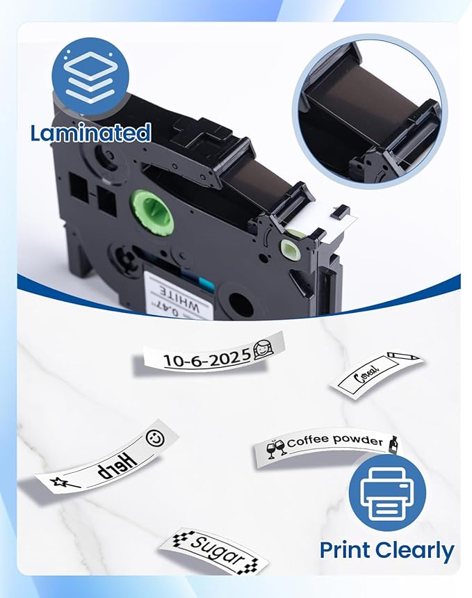 2-Pack 12mm 0.47" White Label Maker Tape TZE2312PK Replacement for Brother P Touch Label Tape TZe-231 TZ-231, Compatible with Brother Ptouch PT-D210 PT-D220 PT-H110 PT-D400 PT-1880 PT-D600 D200