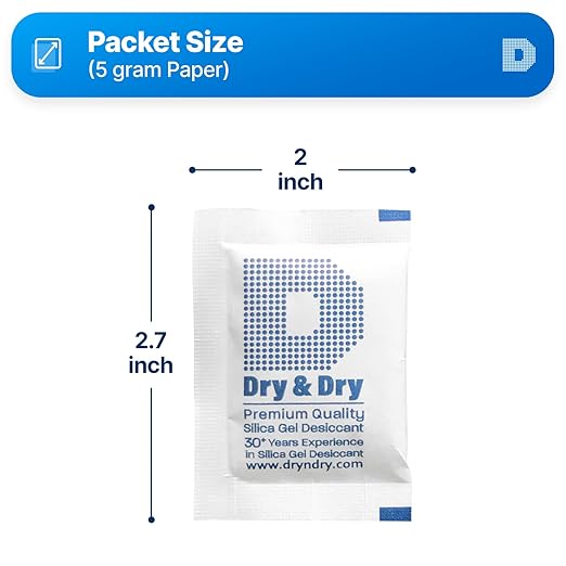 Dry & Dry 5 Gram [3000 Packets] Silica Gel Packets Silica Gel Desiccants, Silica Gel Packs - Rechargeable (Food Safe) Silica Gel Packets, Silica Packets