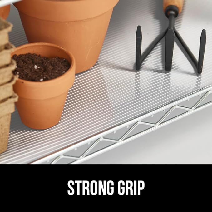 GORILLA GRIP DuraGuard Shelf Liner, Non-Adhesive Cabinet Liners for Kitchen Drawers, Shelves, Refrigerator, Pantry Storage, Bathroom Closet, Durable Waterproof BPA Free Ribbed Plastic, 20x10 Clear