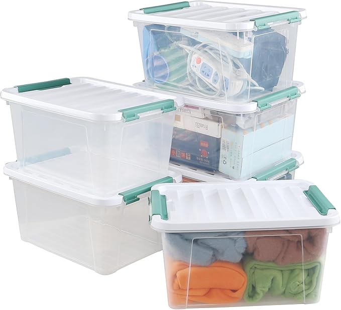 Ramddy 6 Pack 20 Quart Plastic Storage Bins with Lids, Clear Latching Container Box