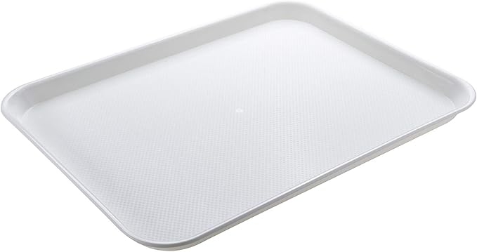 Eslite Rectangular Plastic Serving Trays,Fast Food Serving Cafeteria Trays,17"X13",Set of 6(White)