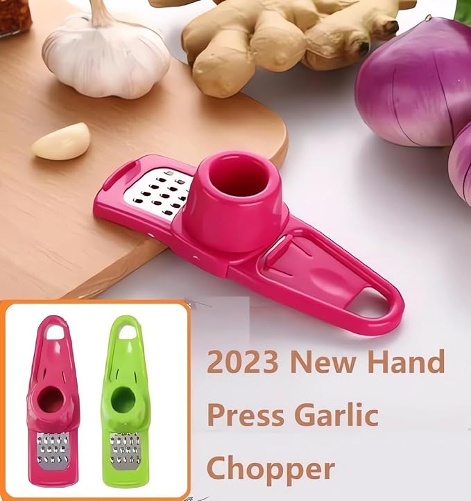Garlic Grinder - Hand Grinder for Garlic, 2024 New Hand Press Garlic Chopper, Hand Pepper Grinder, Easy and Fast Stainless Steel Garlic Press for Home Daily Use (Green)